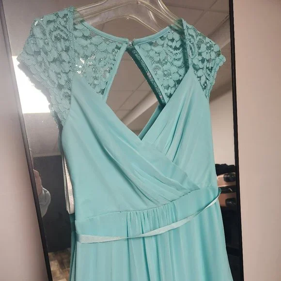spa bridesmaid dresses A-Line/Princess V-Neck Short Sleeves Bridesmaid Dresses with Split Sid main image 0